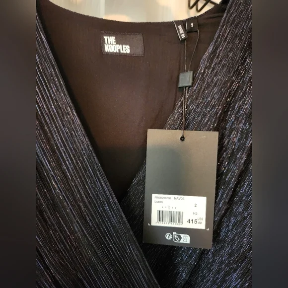 The Kooples Navy Blue Metallic Jersey Dress Size 2 NWT - Picture 10 of 12